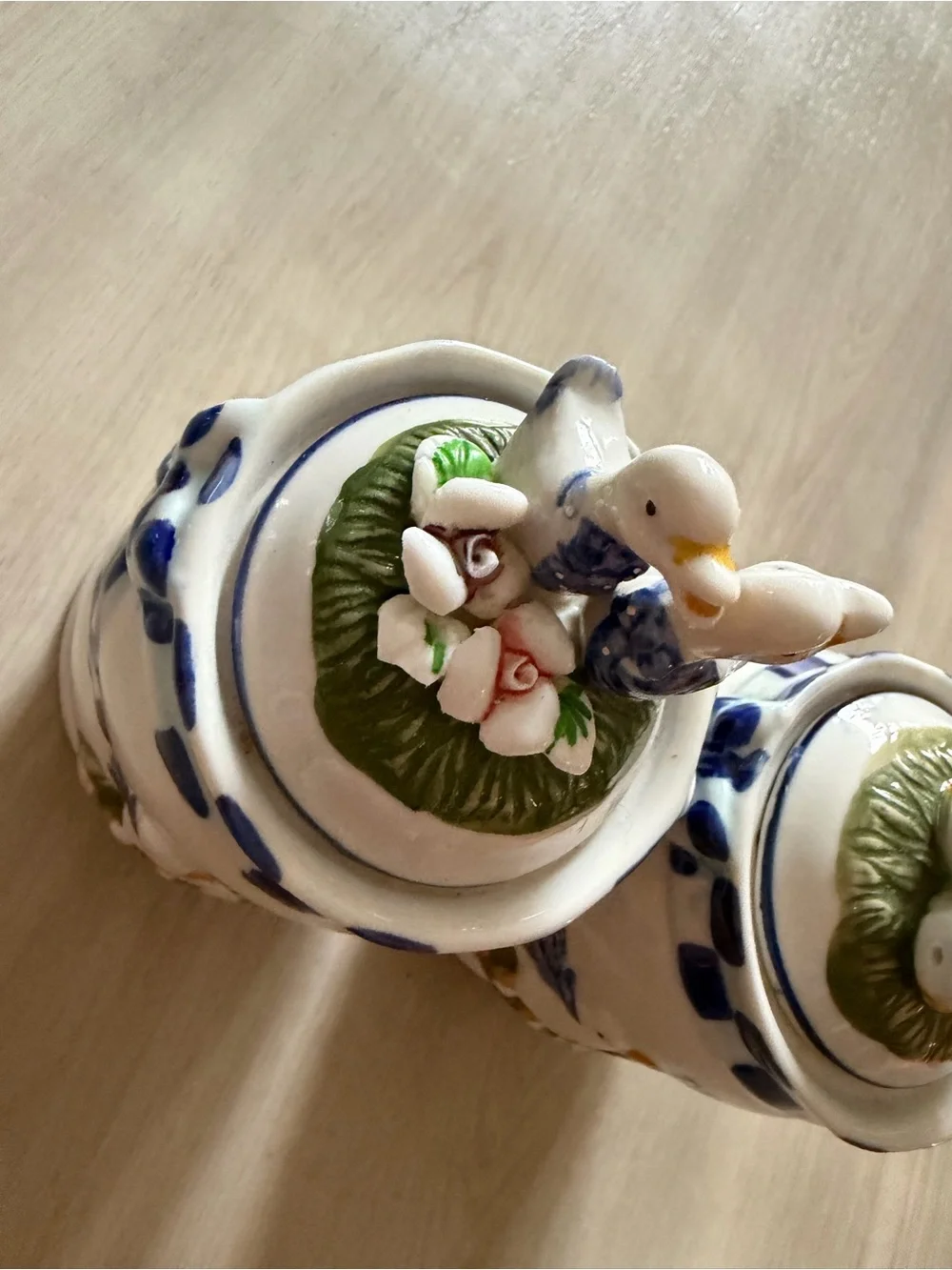 Vintage 80s Ceramic Duck Sugar / Tea Containers w/Lid Farmhouse Countrycore